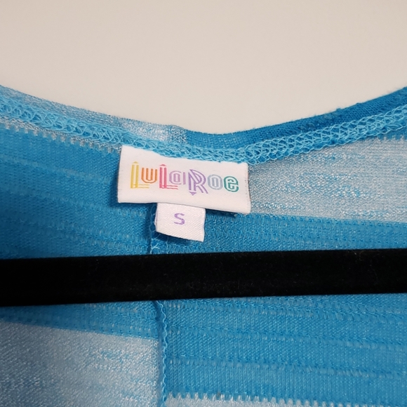 LuLaRoe Lindsay Kimono Blue Striped Size Small - Picture 4 of 8